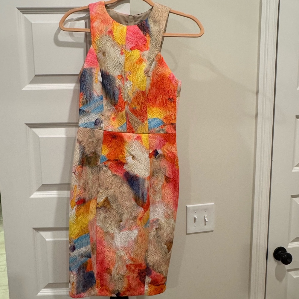 Abstract embroidered knee length dress